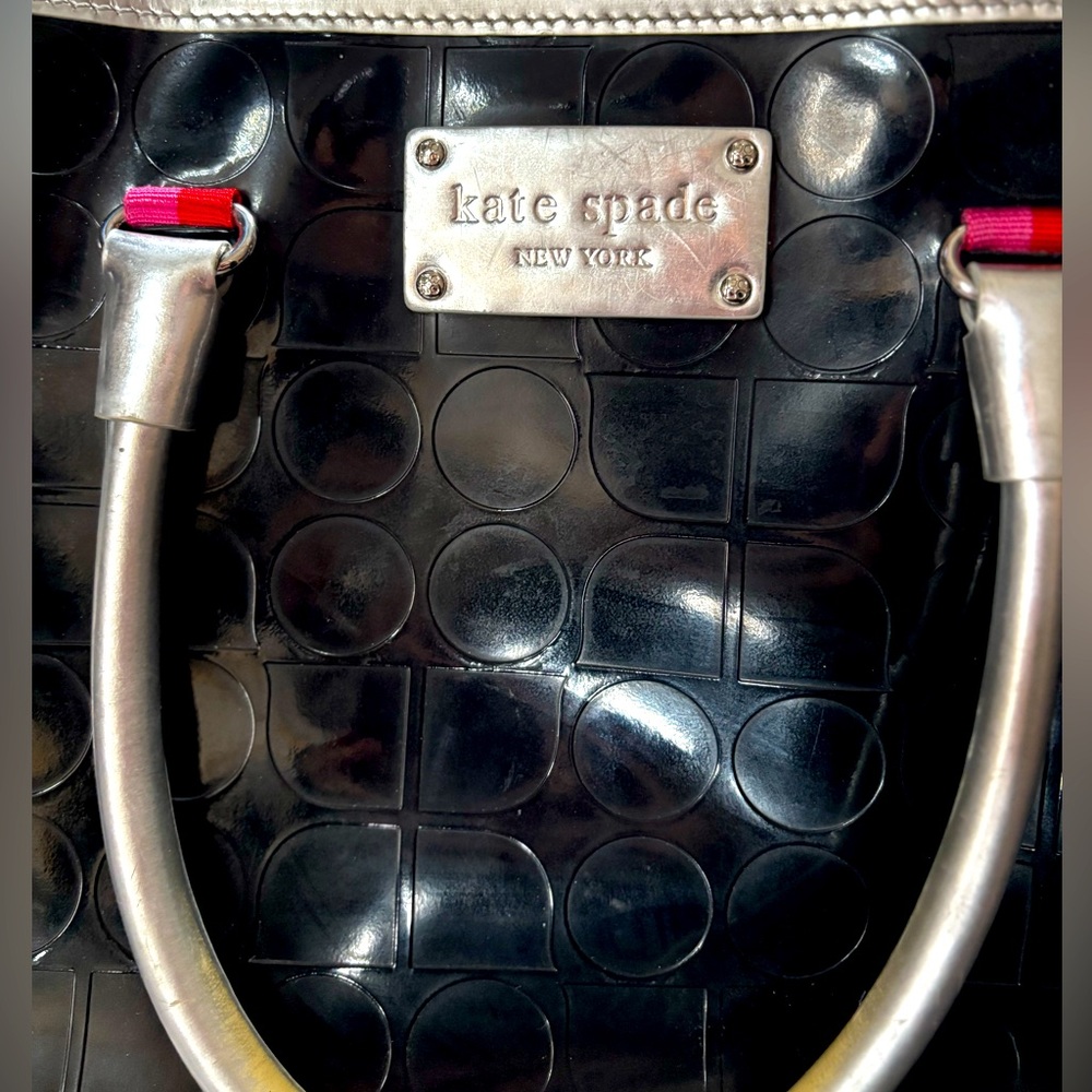 Kate Spade Black Patented Leather shoulder bag with silver accents